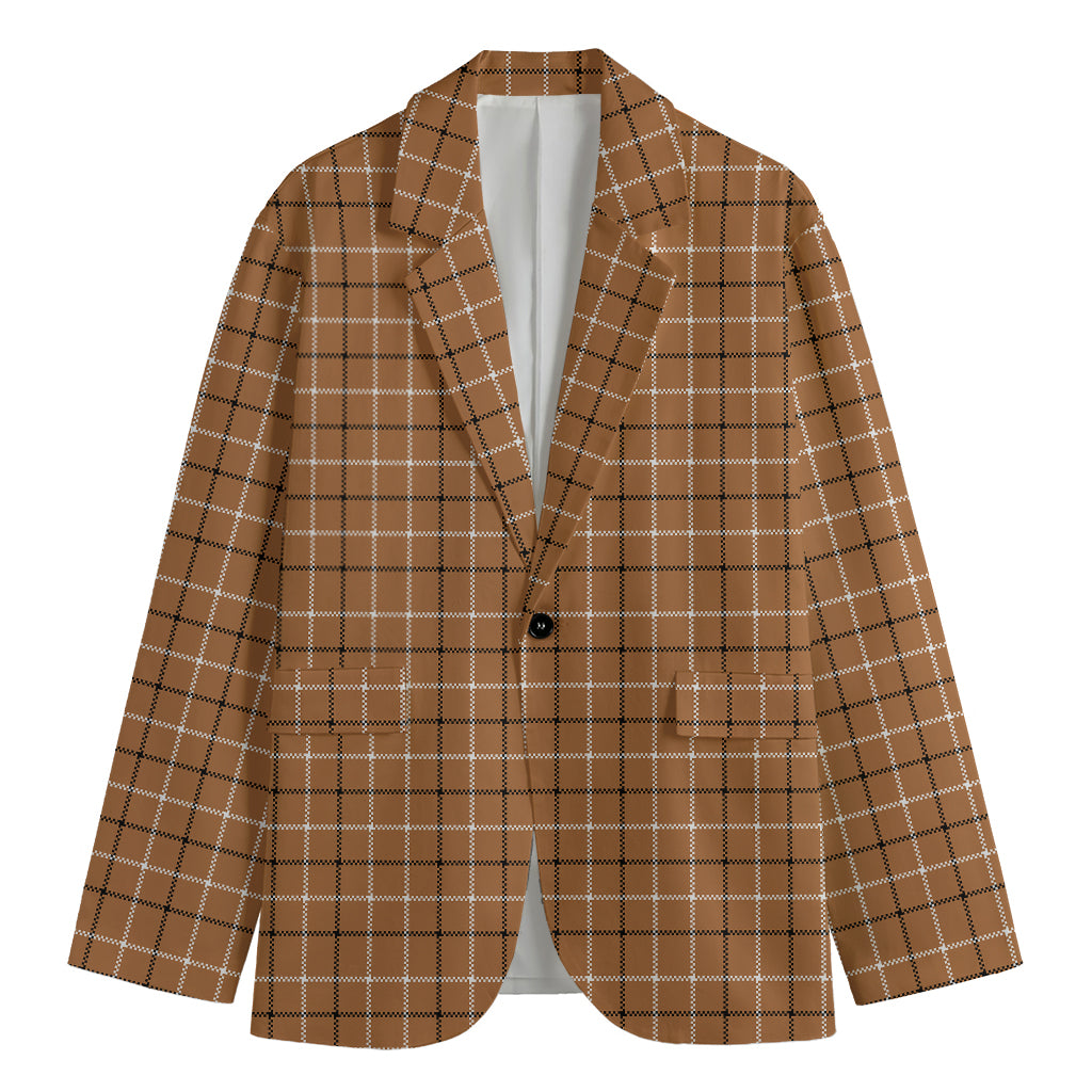 Brown Tattersall Pattern Print Men's Blazer