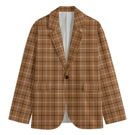 Brown Tattersall Pattern Print Men's Blazer