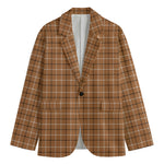 Brown Tattersall Pattern Print Men's Blazer