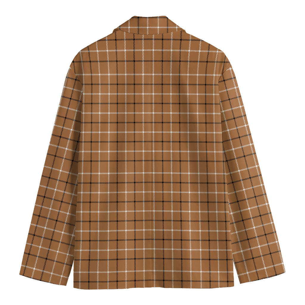 Brown Tattersall Pattern Print Men's Blazer