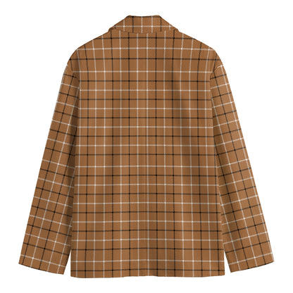Brown Tattersall Pattern Print Men's Blazer