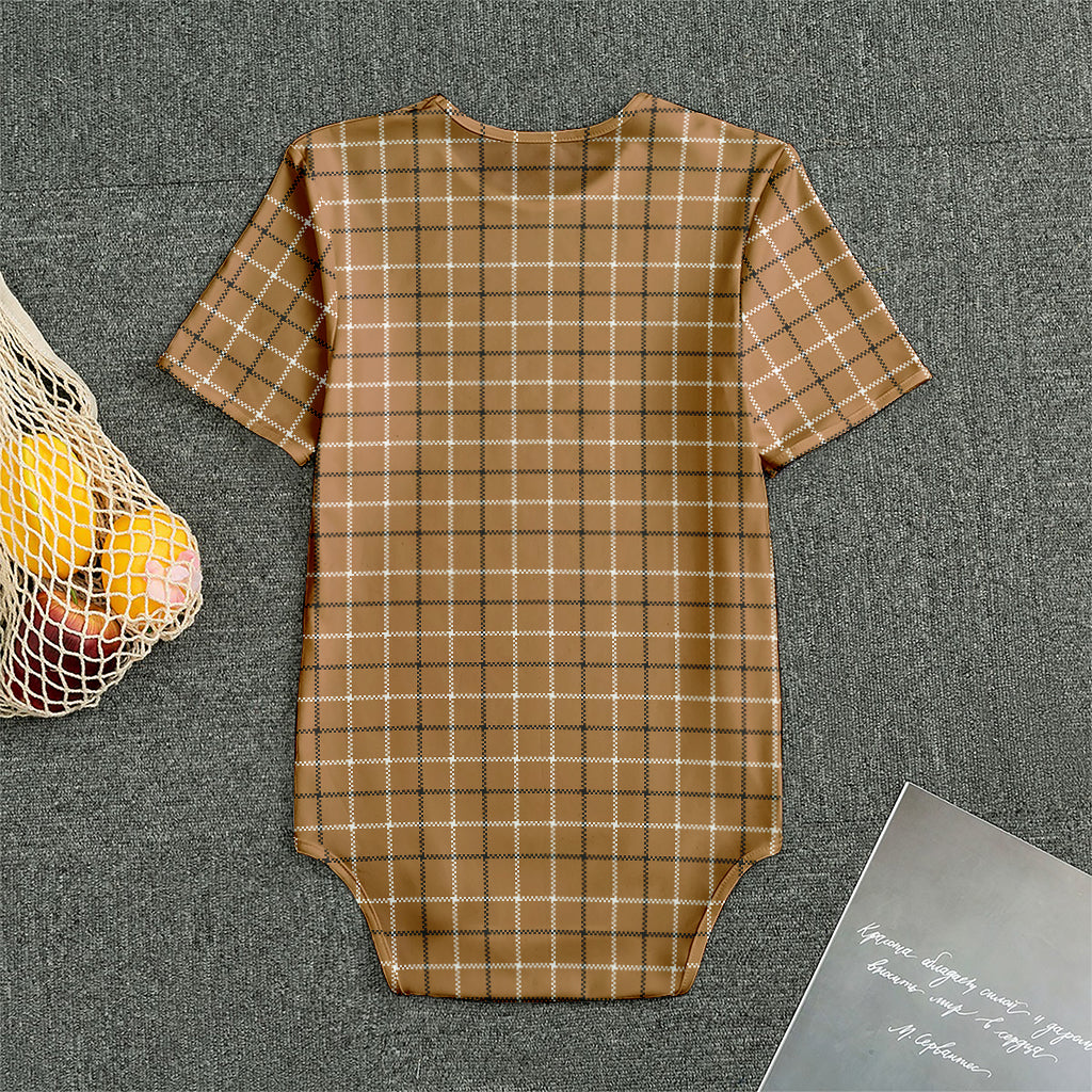 Brown Tattersall Pattern Print Men's Bodysuit