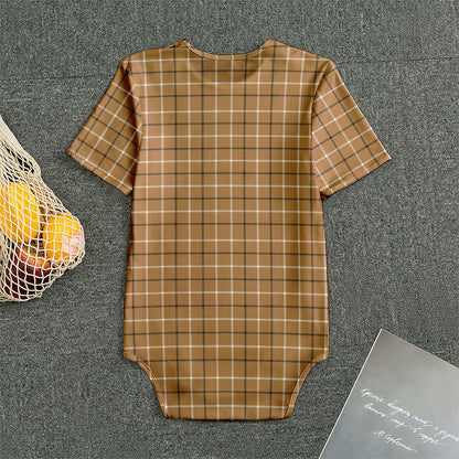 Brown Tattersall Pattern Print Men's Bodysuit