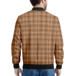 Brown Tattersall Pattern Print Men's Bomber Jacket