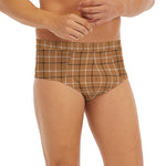 Brown Tattersall Pattern Print Men's Briefs