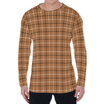 Brown Tattersall Pattern Print Men's Long Sleeve T-Shirt
