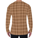 Brown Tattersall Pattern Print Men's Long Sleeve T-Shirt