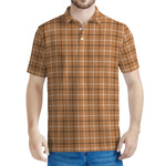 Brown Tattersall Pattern Print Men's Polo Shirt