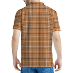 Brown Tattersall Pattern Print Men's Polo Shirt