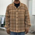 Brown Tattersall Pattern Print Men's Shirt Jacket