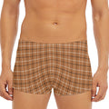 Brown Tattersall Pattern Print Men's Short Boxer Briefs