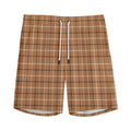 Brown Tattersall Pattern Print Men's Athletic Shorts