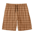 Brown Tattersall Pattern Print Men's Swim Trunks