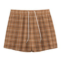 Brown Tattersall Pattern Print Mesh Shorts