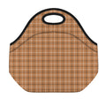 Brown Tattersall Pattern Print Neoprene Lunch Bag