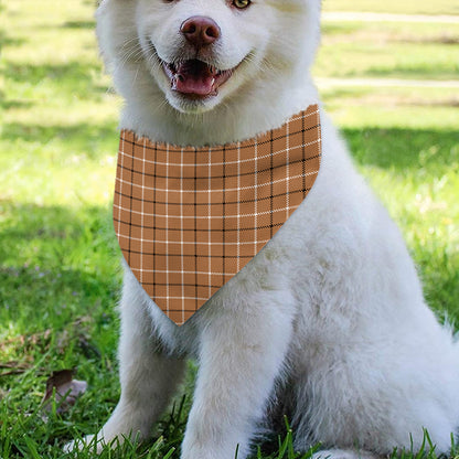 Brown Tattersall Pattern Print Over The Collar Dog Bandana
