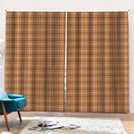 Brown Tattersall Pattern Print Pencil Pleat Curtains