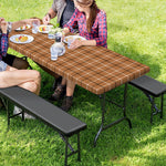 Brown Tattersall Pattern Print Picnic Table Cover