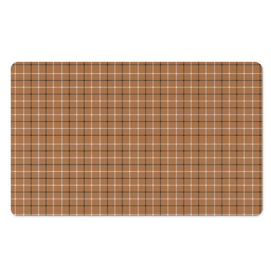 Brown Tattersall Pattern Print Polyester Doormat