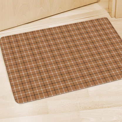 Brown Tattersall Pattern Print Polyester Doormat
