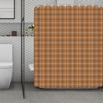Brown Tattersall Pattern Print Polyester Shower Curtain