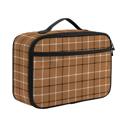 Brown Tattersall Pattern Print Portable Lunch Bag