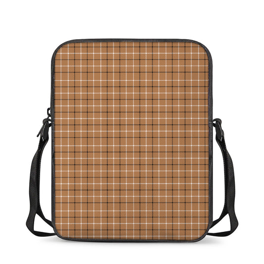 Brown Tattersall Pattern Print Rectangular Crossbody Bag