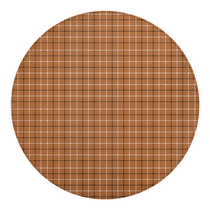 Brown Tattersall Pattern Print Round Blanket
