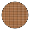 Brown Tattersall Pattern Print Round Floor Mat