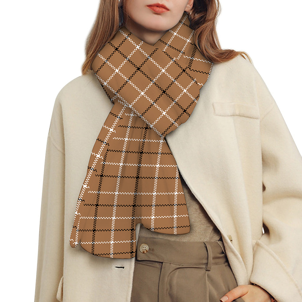 Brown Tattersall Pattern Print Scarf