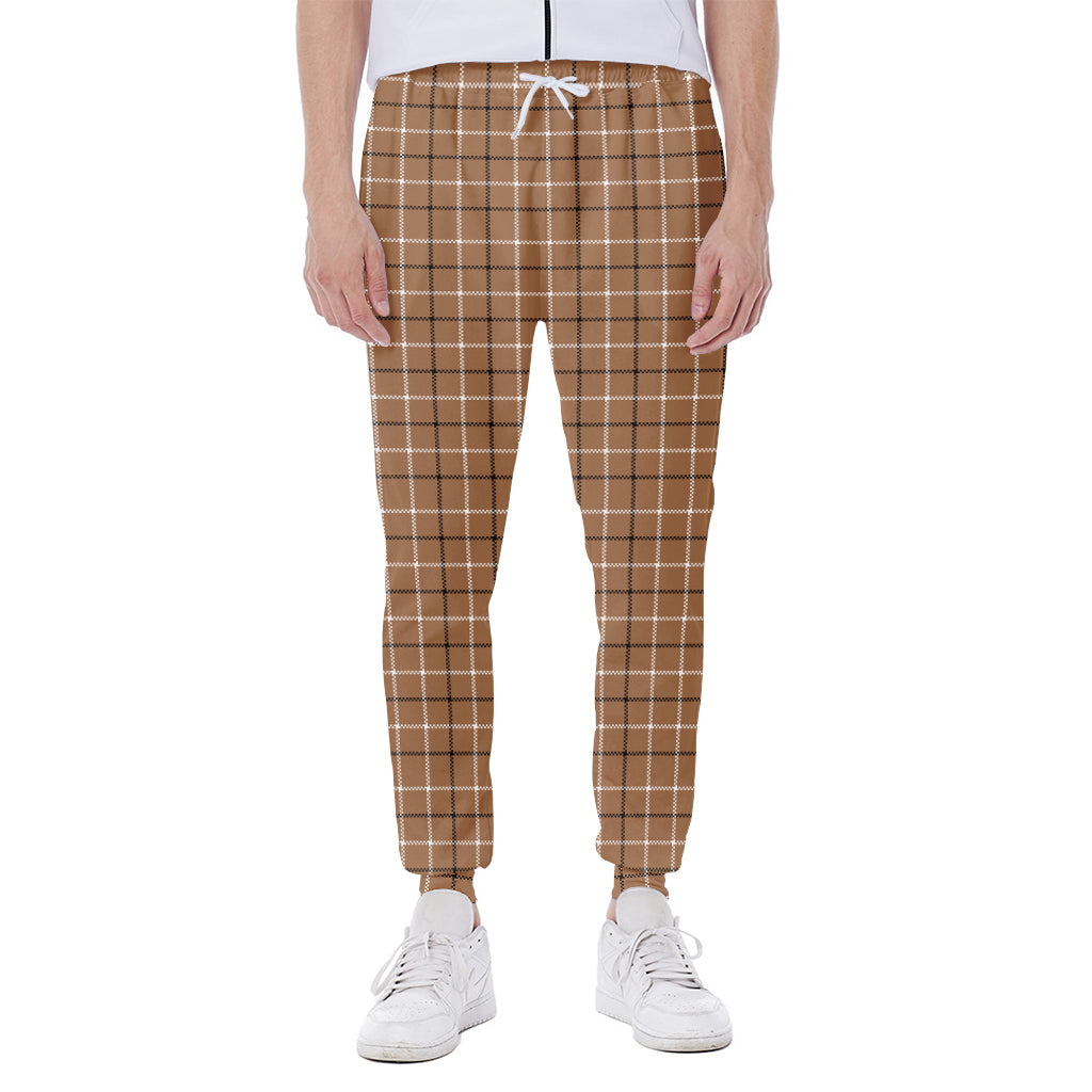 Brown Tattersall Pattern Print Scuba Joggers