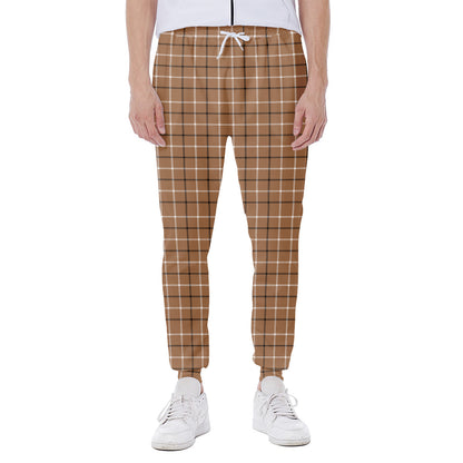 Brown Tattersall Pattern Print Scuba Joggers