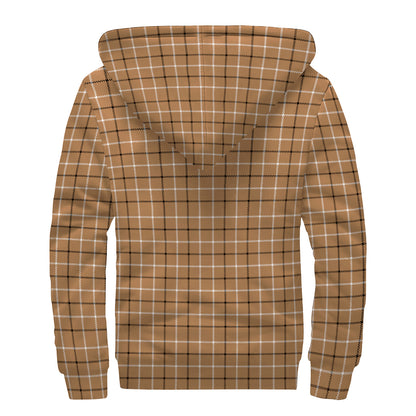 Brown Tattersall Pattern Print Sherpa Lined Zip Up Hoodie