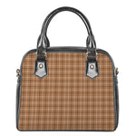 Brown Tattersall Pattern Print Shoulder Handbag