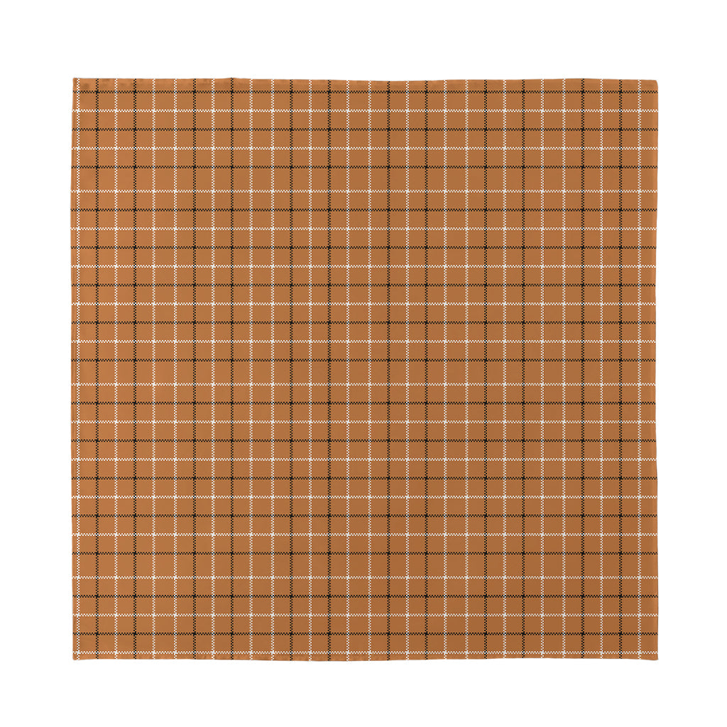 Brown Tattersall Pattern Print Silk Bandana