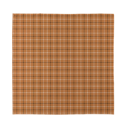 Brown Tattersall Pattern Print Silk Bandana