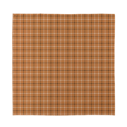 Brown Tattersall Pattern Print Silk Bandana