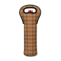 Brown Tattersall Pattern Print Single Neoprene Wine Tote