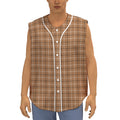 Brown Tattersall Pattern Print Sleeveless Baseball Jersey