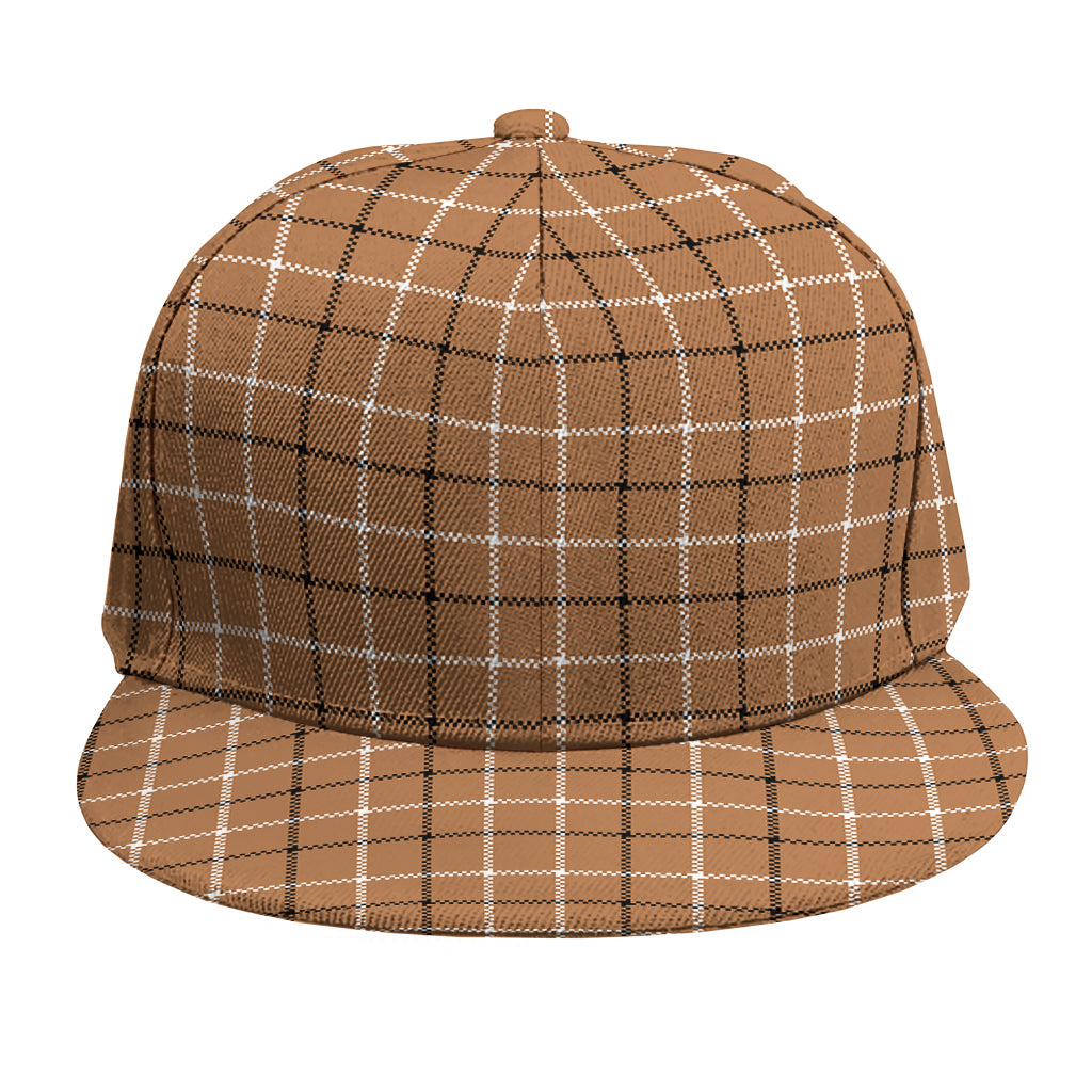 Brown Tattersall Pattern Print Snapback Cap