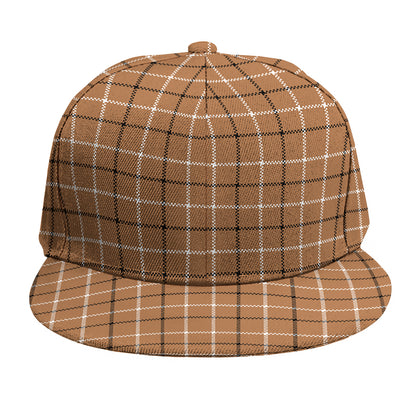 Brown Tattersall Pattern Print Snapback Cap