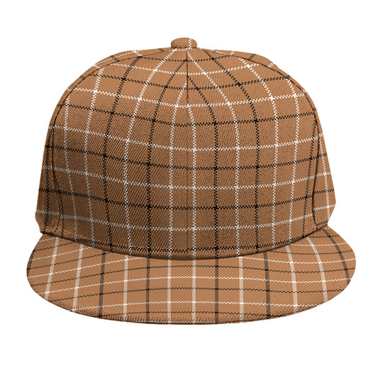 Brown Tattersall Pattern Print Snapback Cap