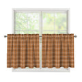 Brown Tattersall Pattern Print Tier Curtains