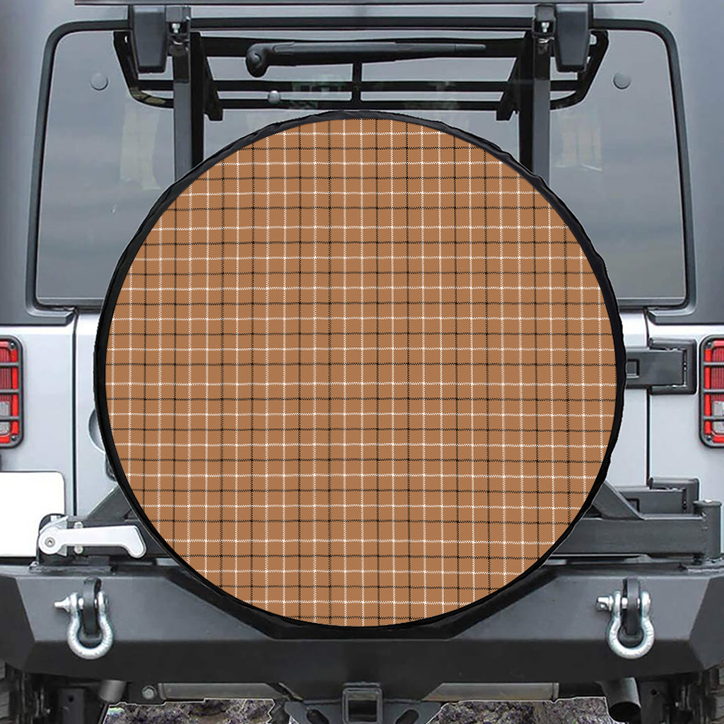 Brown Tattersall Pattern Print Tire Cover