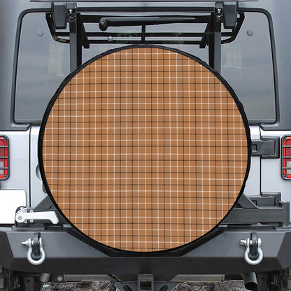 Brown Tattersall Pattern Print Tire Cover