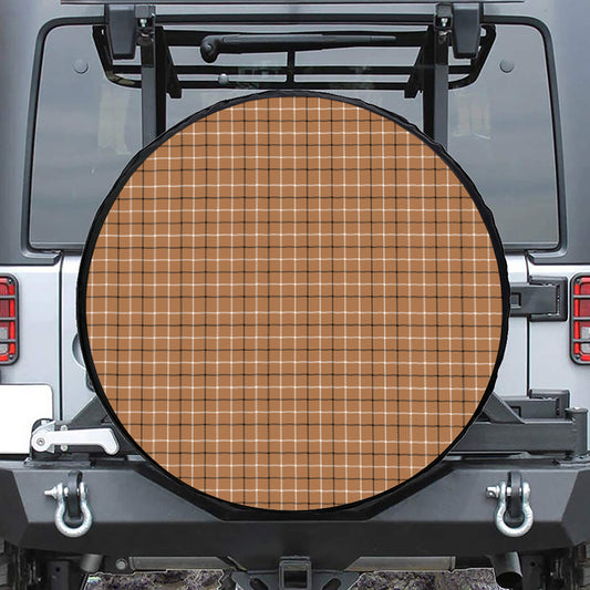 Brown Tattersall Pattern Print Tire Cover