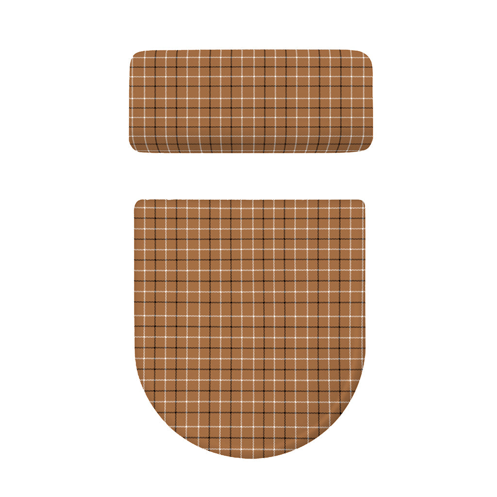 Brown Tattersall Pattern Print Toilet Lid And Tank Cover Set
