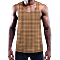 Brown Tattersall Pattern Print Men's Workout Tank Top