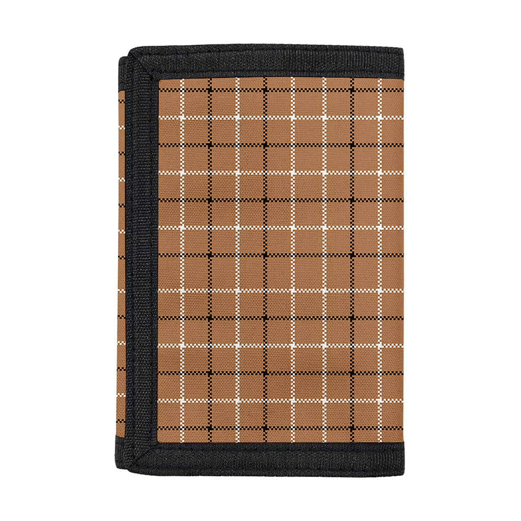 Brown Tattersall Pattern Print Trifold Wallet