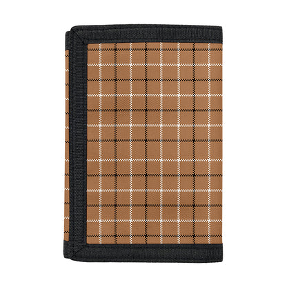 Brown Tattersall Pattern Print Trifold Wallet